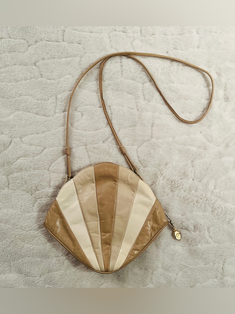 Vintage Bruno Magli Italy Patchwork Leather Clamshell Crossbody Bag - Mermaidcor